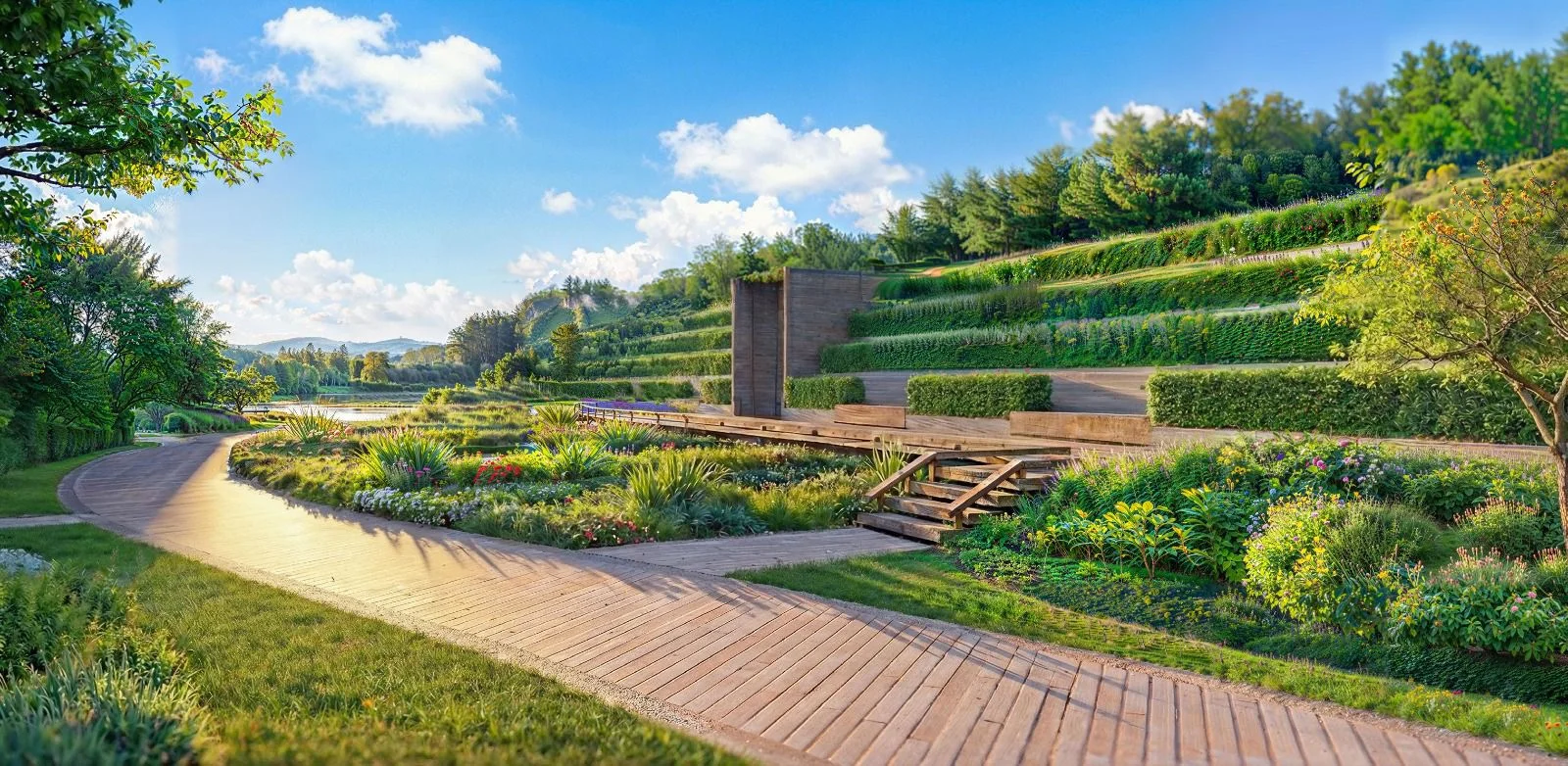 Landscaped gardens at Lodha Wakad